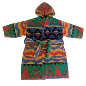 VTG 90s Juana Berner Aztec Terrycloth Bathrobe Childs 6 RARE Colorful Nostalgia